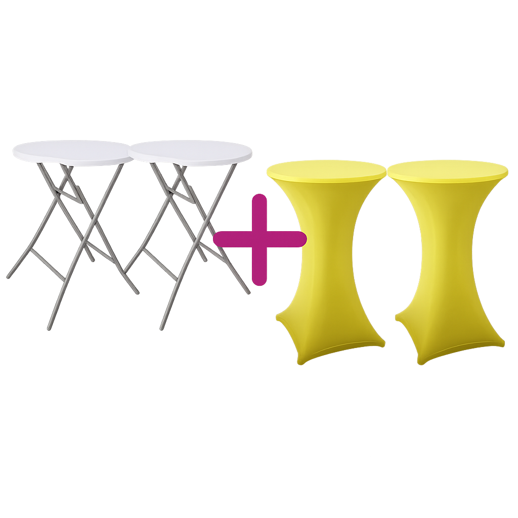2x Statafel New York incl. 2x stretchrok met topcover